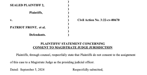 Screenshot of Plaintiff objection to settlement conference