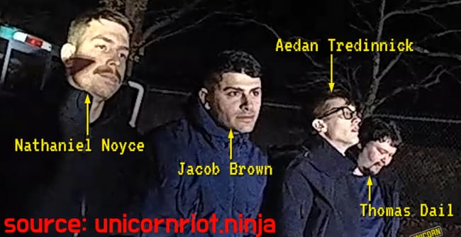 Photo of Brown and three other Patriot Front members