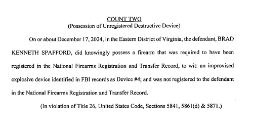 Text of fed explosives charge Count Two